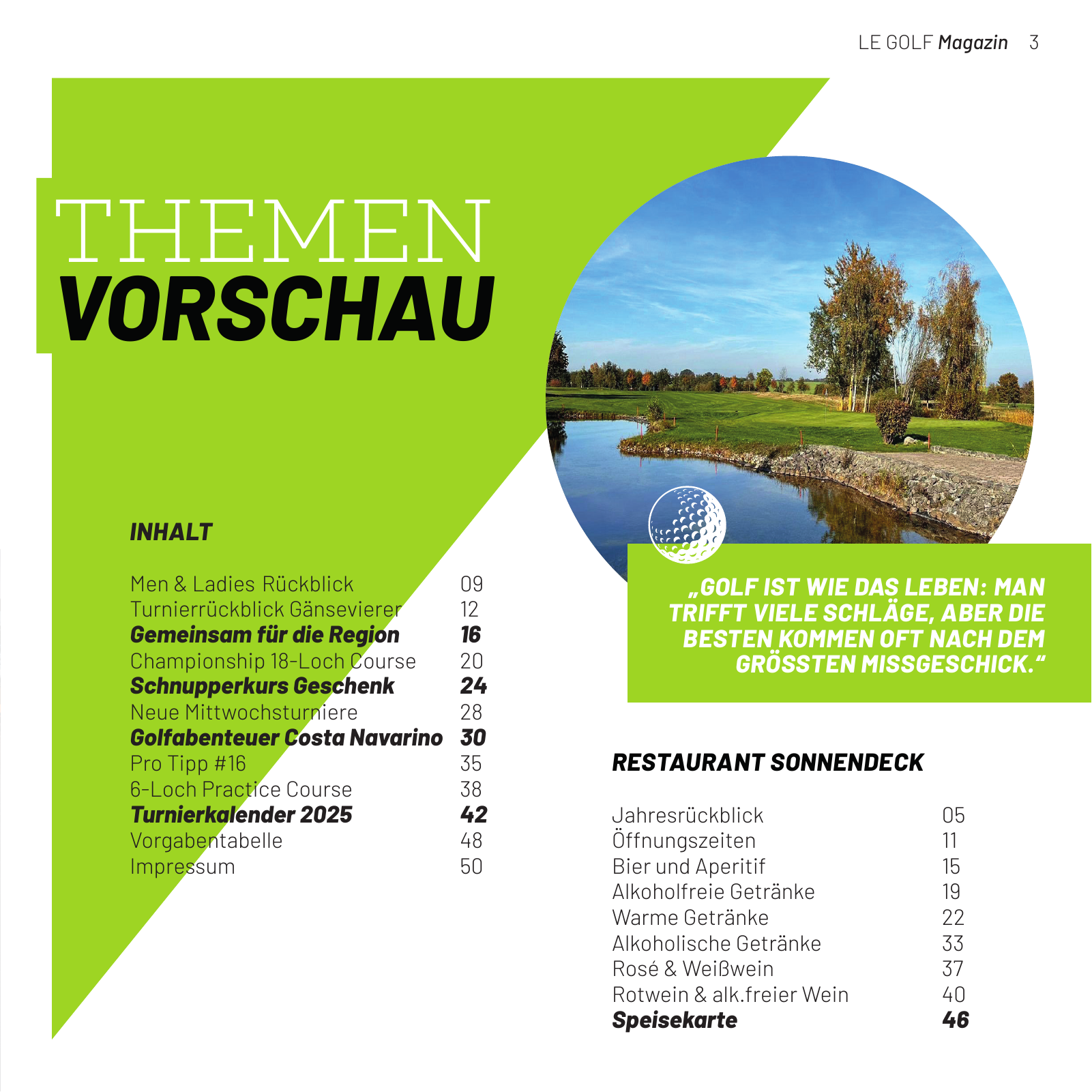 Vorschau LE GOLF Magazin Seite 3